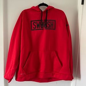 Red Nike hoodie swoosh sweatshirt dri-fit